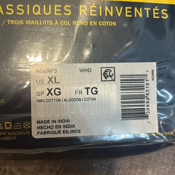 Polo Ralph Lauren Men's Classic Undershirt 3 Pack - Picture 6 of 6